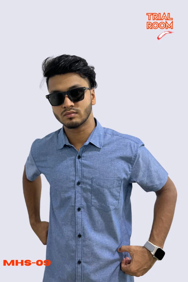 Men's Solid Half Shirt- MHS-09 - Image 2